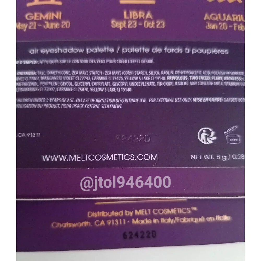 Melt Cosmetics Air Bad Side Zodiac Eyeshadow Palette